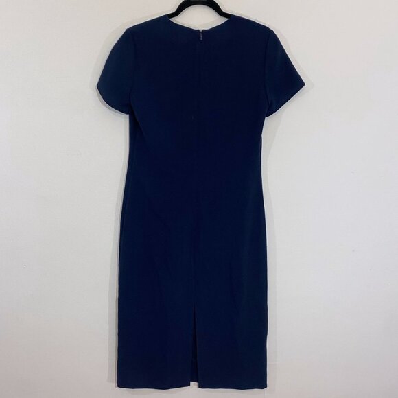 Jenni Kayne Crepe T-Shirt Midi Dress Navy Blue Short Sleeve Shift Sheath Small - Picture 4 of 6